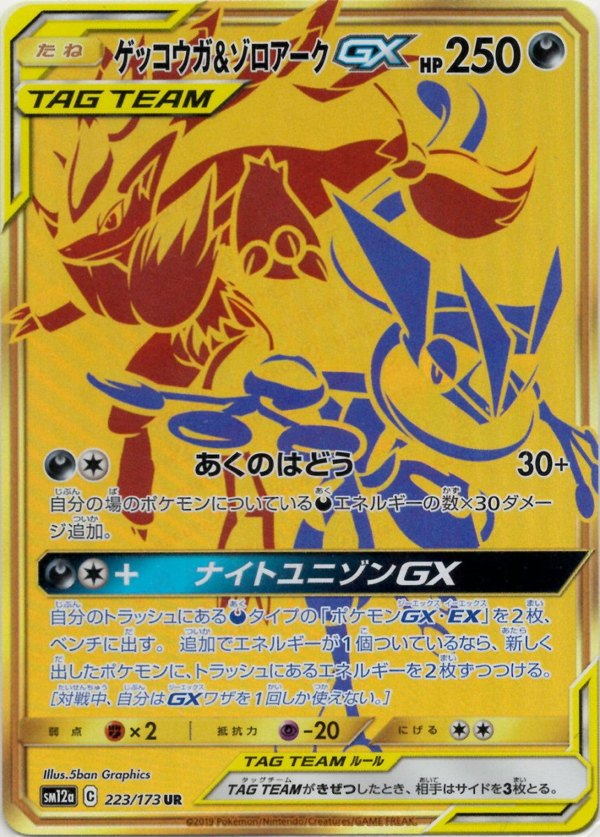 2019 Pokémon Japanese set SM12a #223 Greninja & Zoroark-GX UR (Raw · Near Mint)